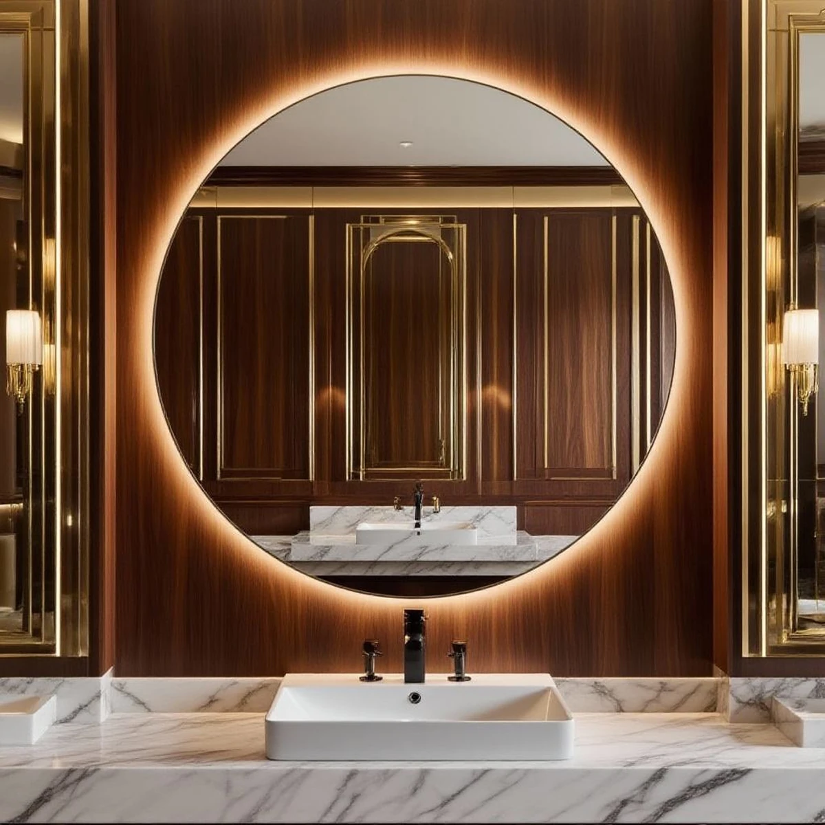 Arched Gold Frame Decorative Wall Mirror 3mm thickness mirror size 35 inches by 35